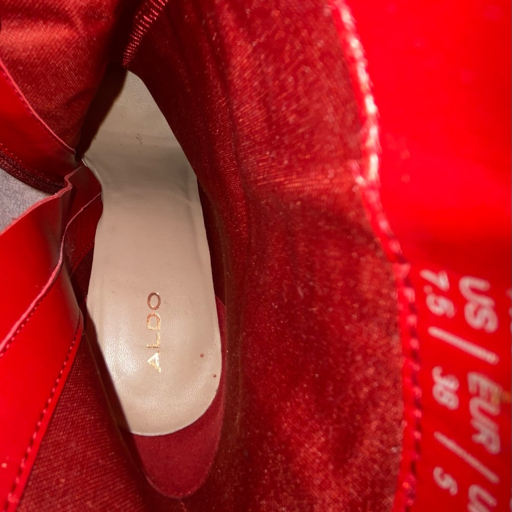Aldo Chic Red Heeled Boots - Picture 6 of 6